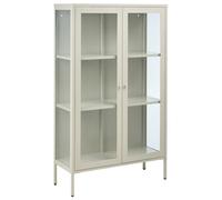 Beliani Glass Display Cabinet Nash 90 Cm Metal Light Beige