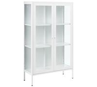Beliani Glass Display Cabinet Nash 90 Cm Metal White