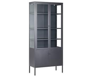 Beliani Glass Display Cabinet Oxted Metal 80 Cm Black