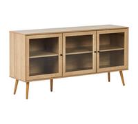 Beliani Glass Display Sideboard ALBANY 150 cm Light Brown, Brown