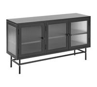 Beliani Glass Display Sideboard Devon 115 Cm Metal Black