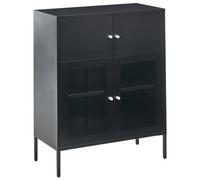 Beliani Glass Display Sideboard Esholt 80 Cm Metal Black