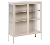 Beliani Glass Display Sideboard Lerryn 90 Cm Metal Beige