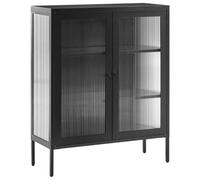 Glass Display Sideboard LERRYN Metal 90 cm Black