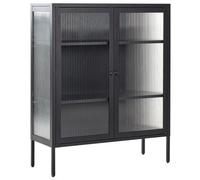Beliani Glass Display Sideboard Lerryn Metal 90 Cm Black