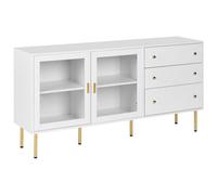 Beliani Glass Display Sideboard MILORA 160 cm White, White