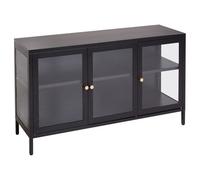 Glass Display Sideboard NEWPORT Metal 115 cm Black