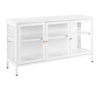 Beliani Glass Display Sideboard Newport Metal 115 Cm White