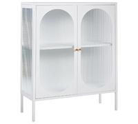 Beliani Glass Display Sideboard Sarre 90 Cm Metal White