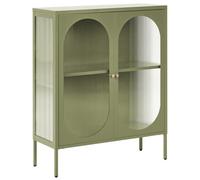 Beliani Glass Display Sideboard Sarre Metal 90 Cm Green