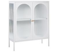 Beliani Glass Display Sideboard Sarre Metal 90 Cm White