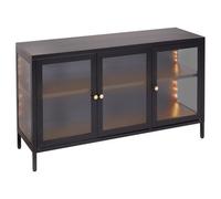 Beliani Glass Display Sideboard With Led Newport Metal 115 Cm Black