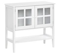 Beliani Glass Display Sideboard With Shelf Inlet 80 Cm White