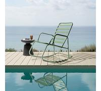 Beliani Green Aluminium Slatted Garden Rocking Chair, Lightweight Rust-Resistant Outdoor Seat (W66 X D96 X H92Cm)