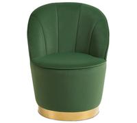 Beliani Green Velvet Round Tub Armchair With Gold Metal Base - Glam Retro Accent