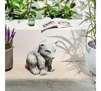 Beliani Grey Bear Figurine 36 Cm - Handmade Magnesium Oxide Indoor And Sheltered Outdoor Decor