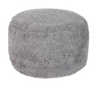 Beliani Grey Shaggy Cotton Pouffe 50 X 35 Cm - Handmade Boho Modern Decorative Seat