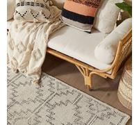Beliani Hand-Tufted Wool Rug 140 X 200 Cm - Beige And Black Geometric