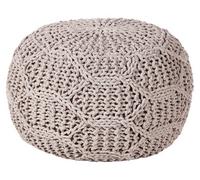 Beliani Handcrafted Macrame Pouf Ottoman Taupe Beige 50 X 50 X 35 Cm 100% Cotton With Bead Filling