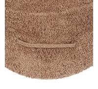 Beliani Handmade Shaggy Brown Cotton Pouffe 50 X 35 Cm - Boho Round Footstool, Portable With Handle