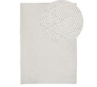 Beliani Handmade Wool Blend Rug Knitted Living Room Decor 140 x 200 cm Off-White Erzin