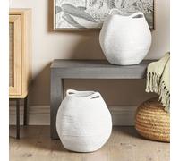 Beliani Handwoven Cotton Storage Baskets Set Of 2 20 X 30 Cm White - Round, Lightweight Organisers