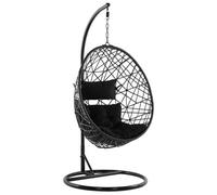 Beliani Hanging Chair With Stand Alatri Pe Rattan Black