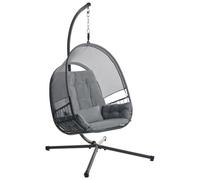 Beliani Hanging Chair With Stand Alviano Fabric Dark Grey