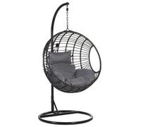Beliani Hanging Chair With Stand Aspio Pe Rattan Black