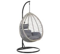 Beliani Hanging Chair With Stand Tollo Pe Rattan Grey