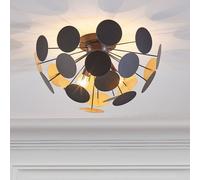 Beliani Hemisphere Ceiling Lamp, Black And Gold, 2-Light Industrial Art Deco, W52 X D52 X H28Cm
