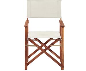 Beliani Heritage Garden Set Of 2 Folding Director's Chairs, Dark Acacia With Off-White Sling
