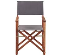 Beliani Heritage Home Set Of 2 Folding Director's Chairs Dark Brown Frame With Grey Fabric Sling