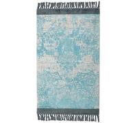 Beliani Heritage Loom Area Rug - Blue Beige Distressed Viscose With Cotton Backing 80 X 150 Cm