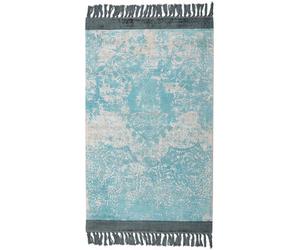 Beliani Heritage Loom Area Rug - Blue Beige Distressed Viscose With Cotton Backing 80 X 150 Cm