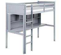 High Sleeper Bed with Desk Pine Wood FOUCAMONT 90 x 200 cm (EU Single) Grey