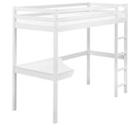 Beliani Wooden Kids High Sleeper Bed With Desk Eu Single Size White Loury, White