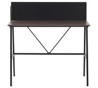 Beliani Home Office Desk 100 X 50 Cm - Dark Brown Wood-Like Top, Black Powder-Coated Metal Frame