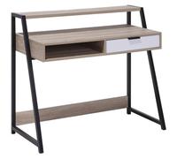 Beliani Home Office Desk Calvin Light Brown 100 Cm 50 Cm With Storage