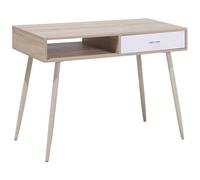 Beliani Home Office Desk Deora 100 Cm 48 Cm With Drawers Light Brown