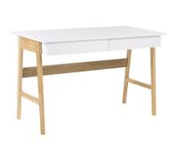 Beliani Home Office Desk Theslay Light Brown/ White 120 Cm 60 Cm