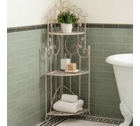 Beliani Iron Shelving Unit White 3-Tier Free-Standing Vintage Retro Style 46 X 34 X 124 Cm