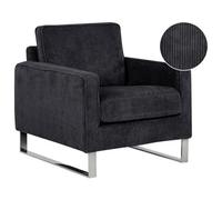 Beliani Jumbo Cord Armchair Black Vind