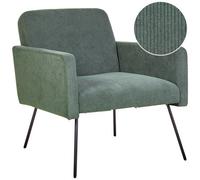 Beliani Jumbo Cord Armchair Dark Green Narken