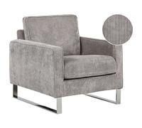 Beliani Jumbo Cord Armchair Grey Vind