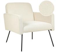 Beliani Jumbo Cord Armchair Light Beige Narken