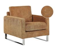 Beliani Jumbo Cord Armchair Light Brown Vind