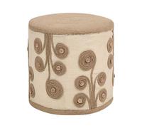 Beliani Jute Pouffe - Round Eps-Filled Ottoman Footstool, Warm Beige-White, 40Cm