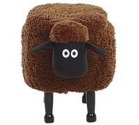 Beliani Kids Animal Stool - Brown Faux Fur Footstool With Rubberwood Legs And Lift-Up Storage (W55 X D35 X H40Cm)