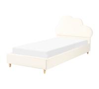 Beliani Kids Bed Cloud Velvet Bellevue 90 X 200 Cm (Eu Single) Light Beige